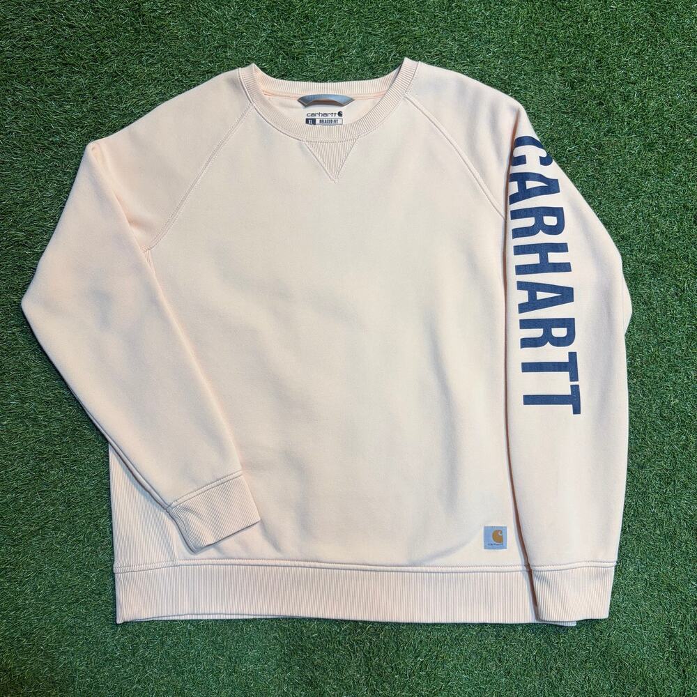 Carhartt Women’s Peach Logo Crewneck Sweatshirt Relaxed Fit Size XL 104410-Q07